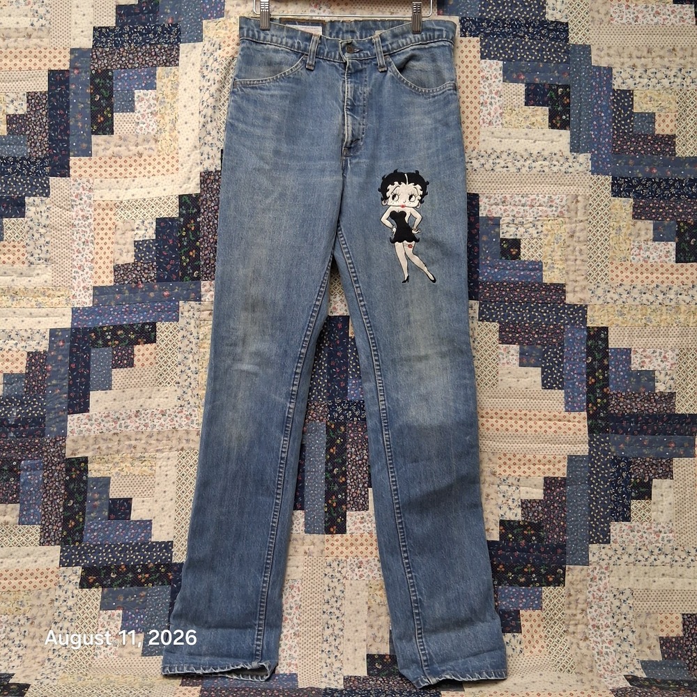 Vintage 90s Too Cute Betty Boop Levis Orange Tab Jeans Womens 28x35 Talon 42